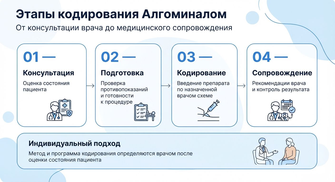 Кодирование препаратом «Алгоминал» в Пикалёво инфографика